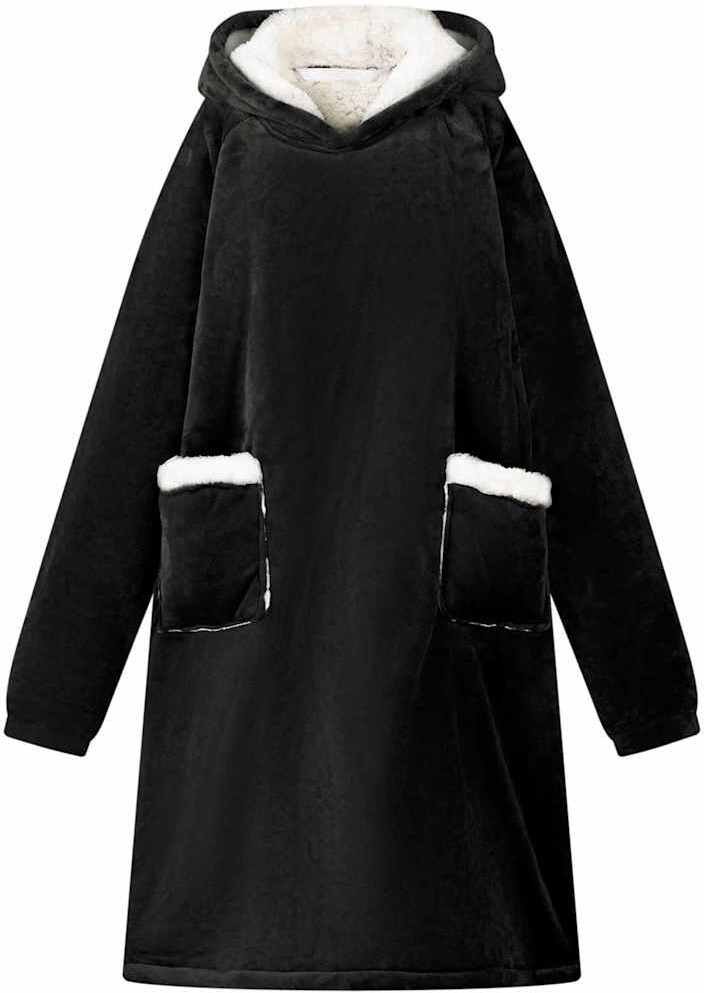 vidaXL Bluza-koc Czarny z Fleece i Flanela