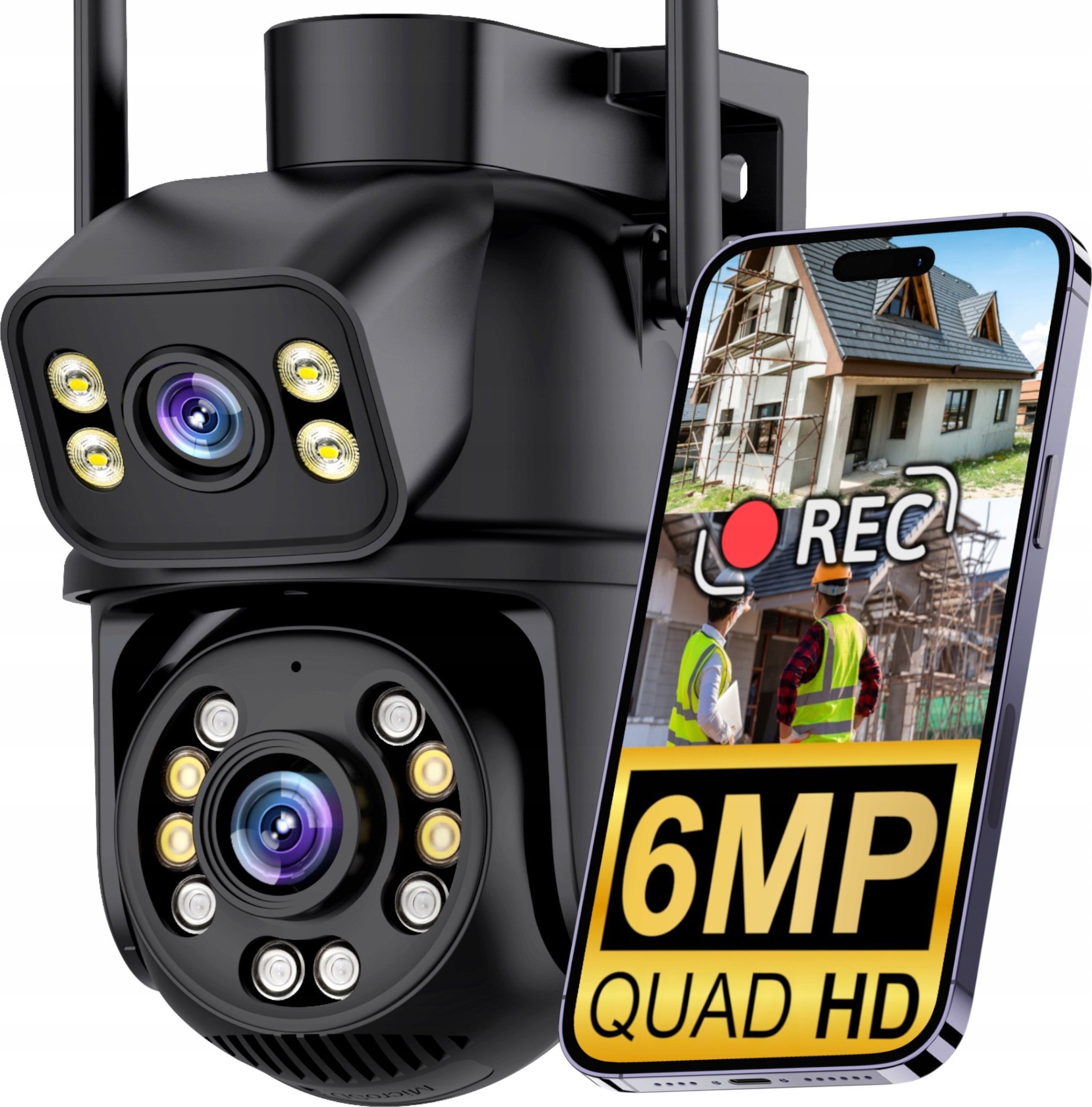 PODWÓJNA KAMERA OBROTOWA WIFI IP SMART ZEWNĘTRZNA 6MPX DETEKCJA 4K ALARM [K-15]