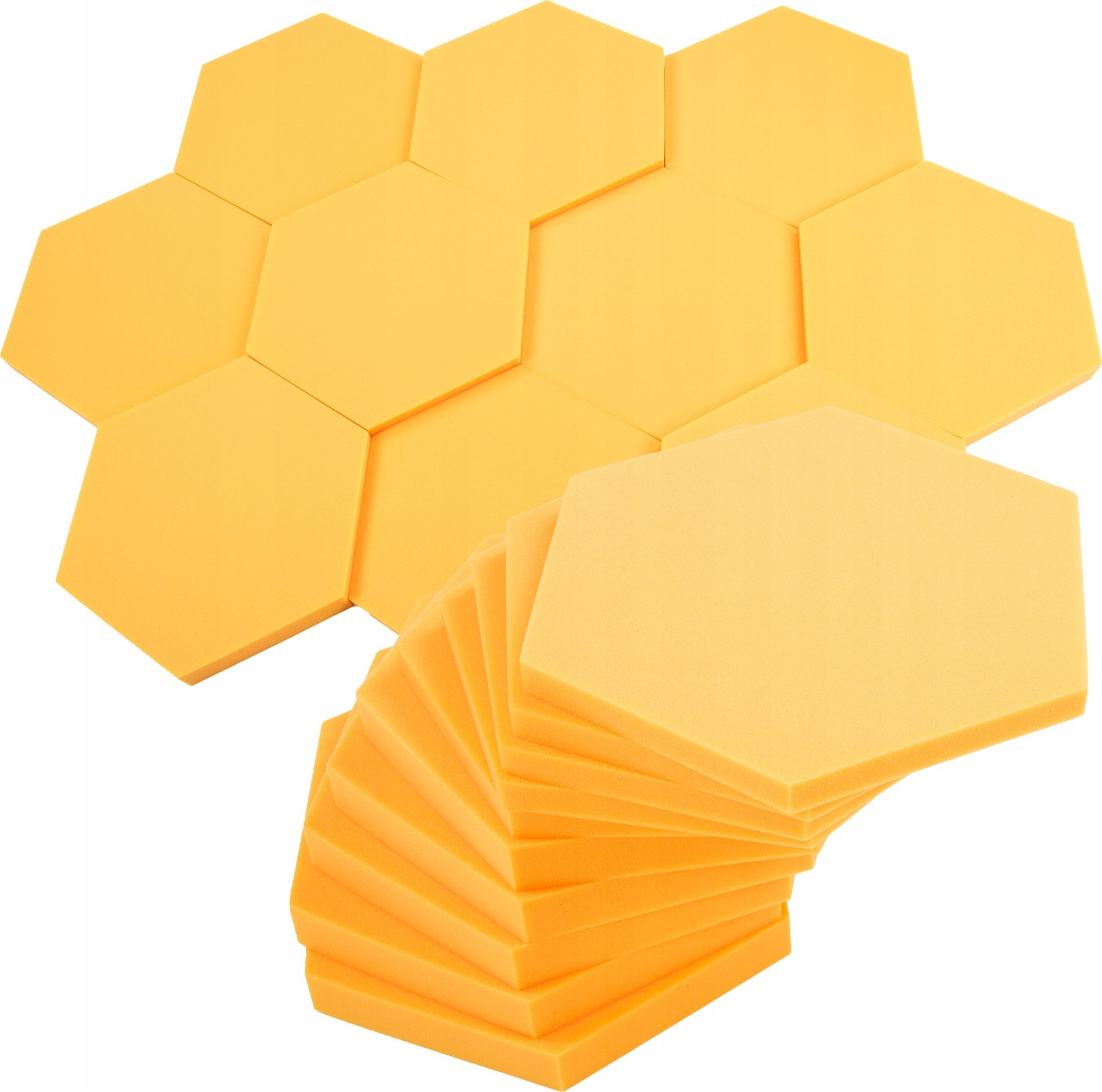 Żółte panele akustyczne dekoracyjne na ścianę do studia i biura zestaw 10 sztuk