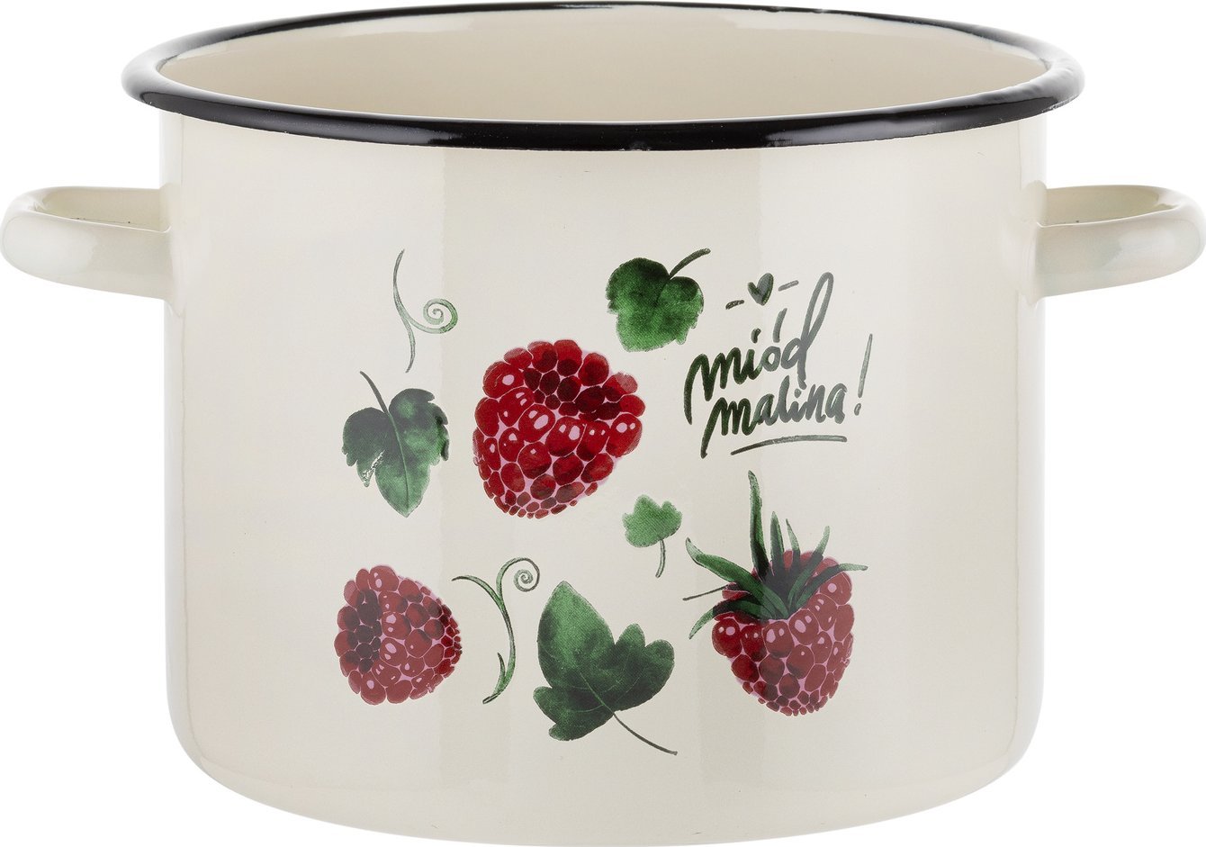 Emalia Pleszew Garnek emaliowany Emalia Polska Pleszew Malina 22 cm 6 l kremowy
