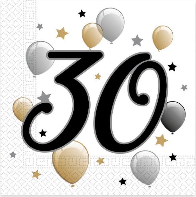 PROCOS Serwetki na trzydzieste urodziny - 33cm - 20 szt. uniwersalny