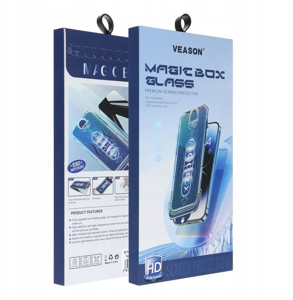 Szkło Hartowane 6D Pro Veason Easy-Install Glass + Aplikator - do Iphone 16 Pro Max czarny