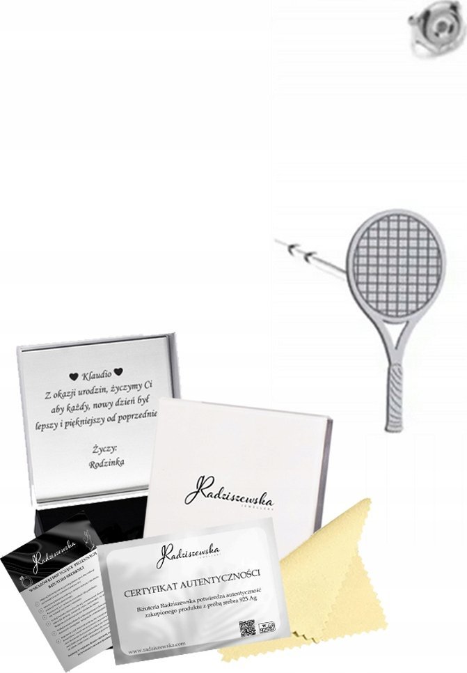 Radziszewska Jewellery Kolczyk Srebrny Rakieta Tenisowa 925 Prezent Biżuteria DEDYKACJA GRATIS