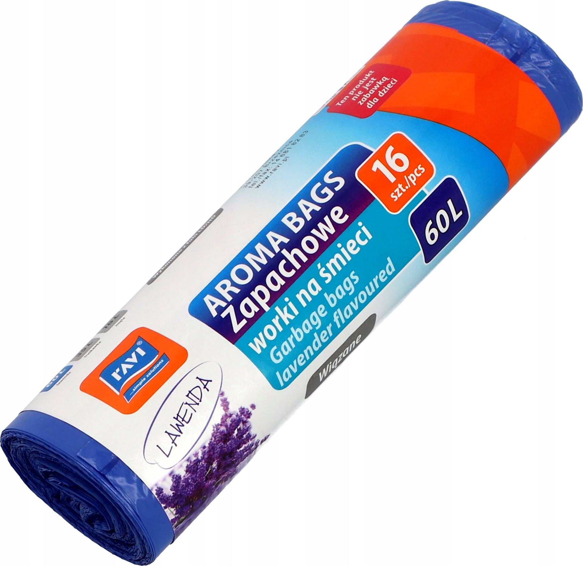 Kosz na śmieci Kadax Ravi Worki Zapachowe Na Śmieci Wiązane 16szt 60 L