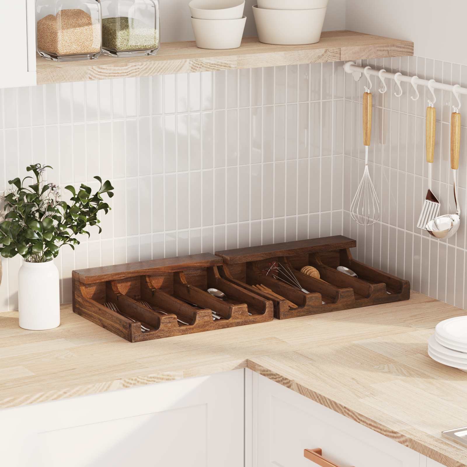 vidaXL Etui Brązowy 36 x 30 x 10 cm Lite drewno mahoniowe