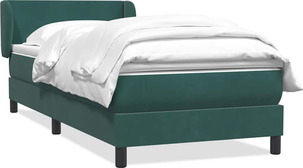 vidaXL Łóżko kontynentalne z materacem, ciemnozielone, 90x220 cm