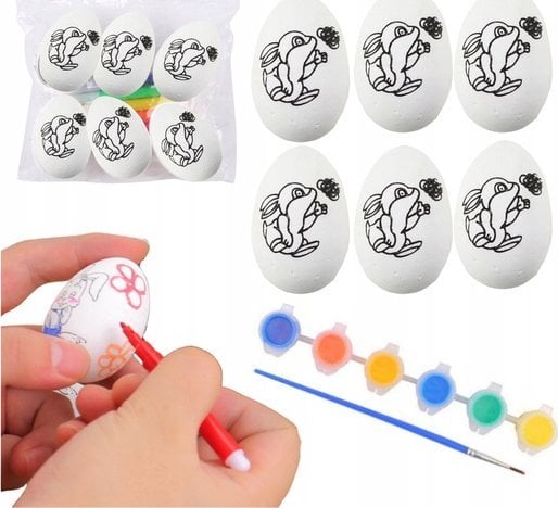 Jajka Wielkanocne Styropianowe Do Malowania Farbki Wzór Zając 6szt