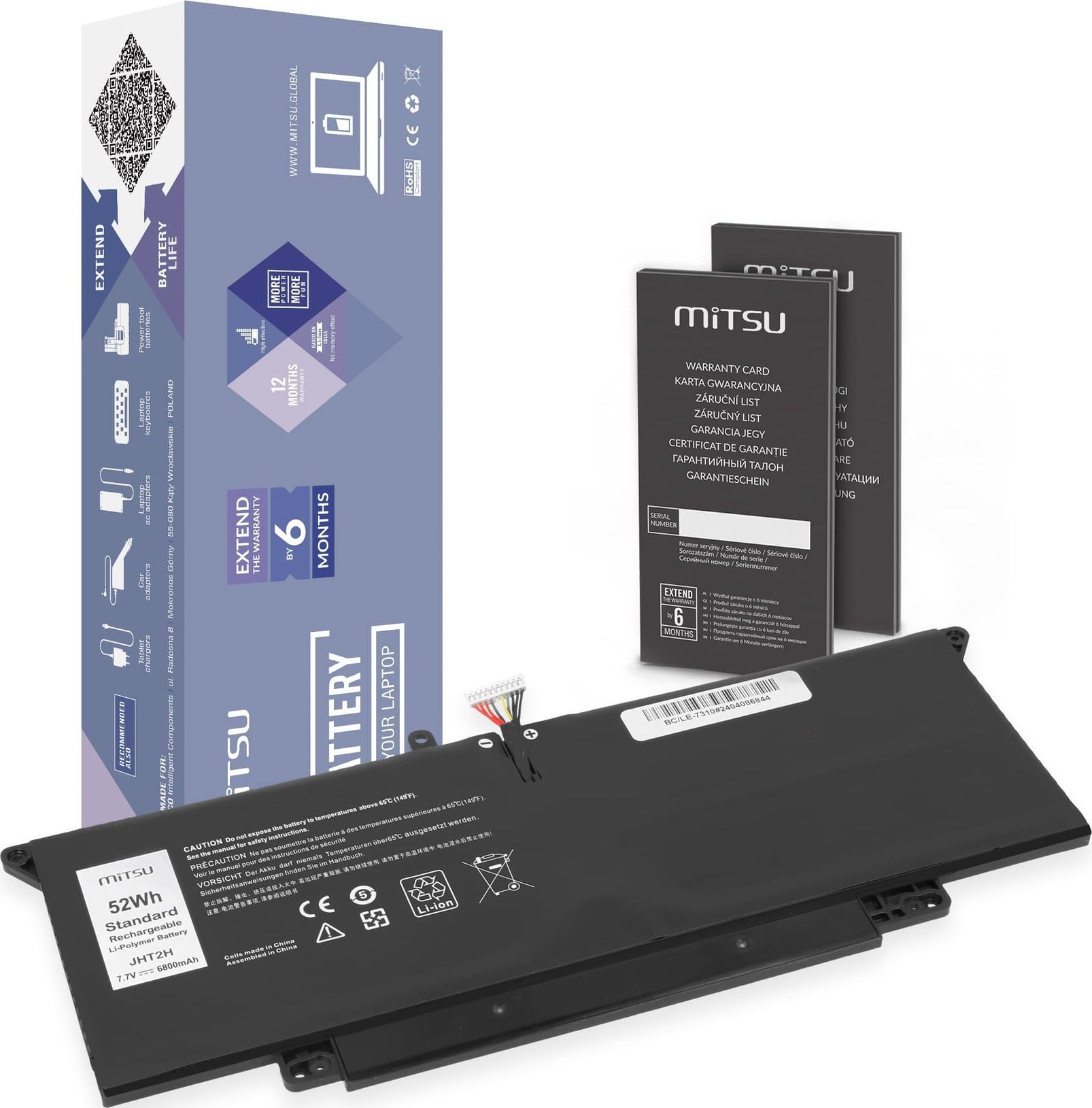 Bateria Mitsu Bateria do Dell Latitude 13 7310, 7410