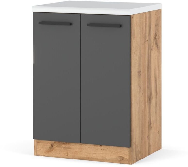 Szafka Kuchenna Stojąca Z Blatem Modułowa Blande 60cm Wotan Szary Mat