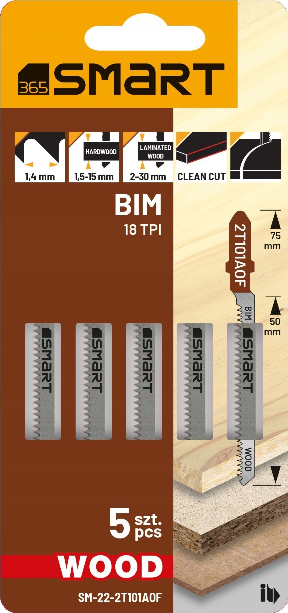 Smart brzeszczot do wyrzynarki 18tpi wood /5szt./ smart