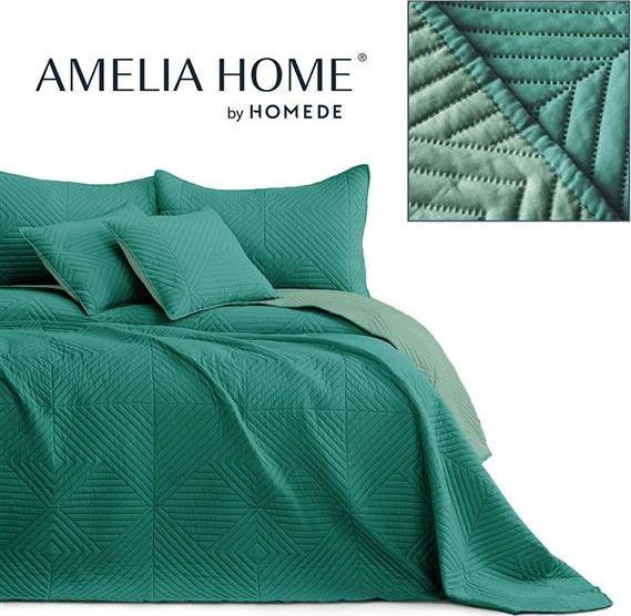 AmeliaHome Narzuta pikowana SOFTA, Ciemnozielony+jadenitowy, Mikrofibra, 220x240 cm, Ameliahome