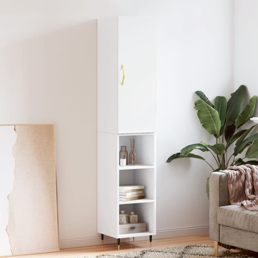 vidaXL Wysoka szafka, biała, 34,5x34x180 cm, materiał drewnopochodny