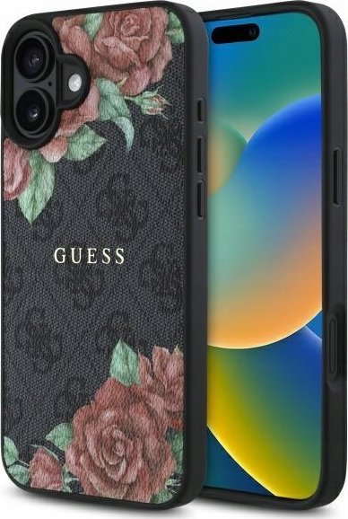 Guess GUHMP16SP4ROPEMCK iPhone 16 6.1" czarny/black hardcase 4G Flowers Print MagSafe
