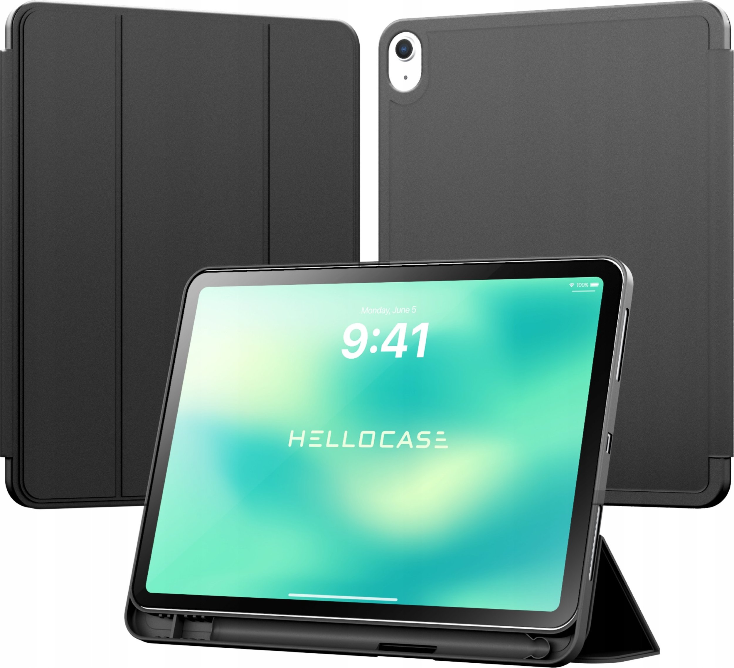 Etui na tablet Hello Case Etui do iPad 7 / 8 / 9 10.2" cala SMART PENCIL (Czarne,Silikonowe,Pancerne)