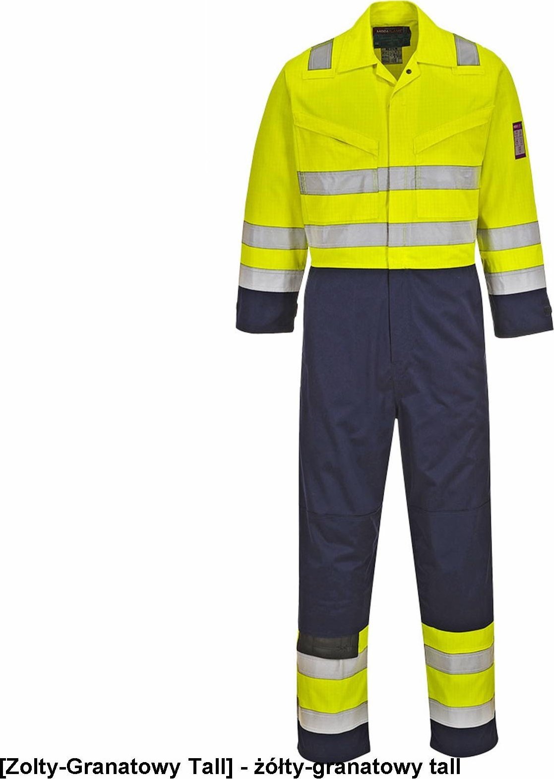 Portwest MV28 - Kombinezon ostrzegawczy Modaflame - żółty-granatowy tall 2XL
