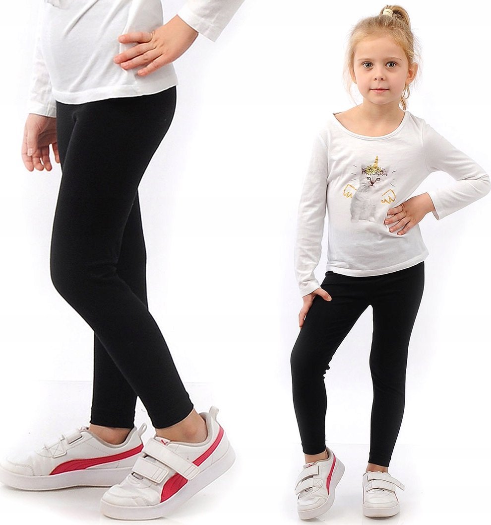 Legginsy dziecięce długie bawełniane klasyczne Czarne 104