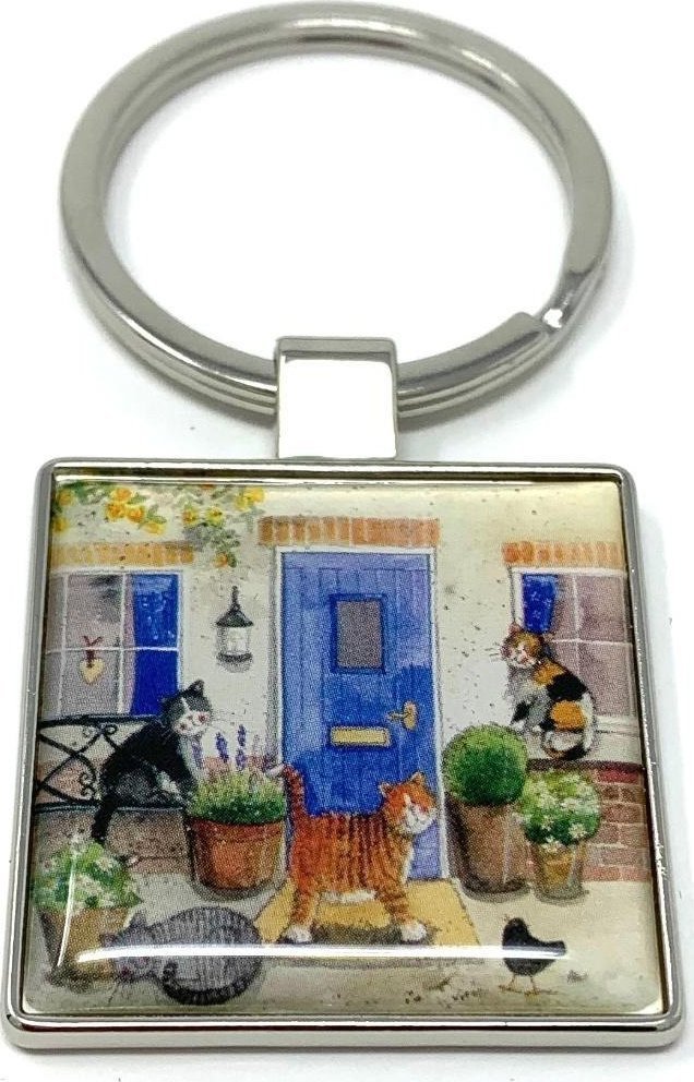 Brelok do kluczy K07 Koty przed domem