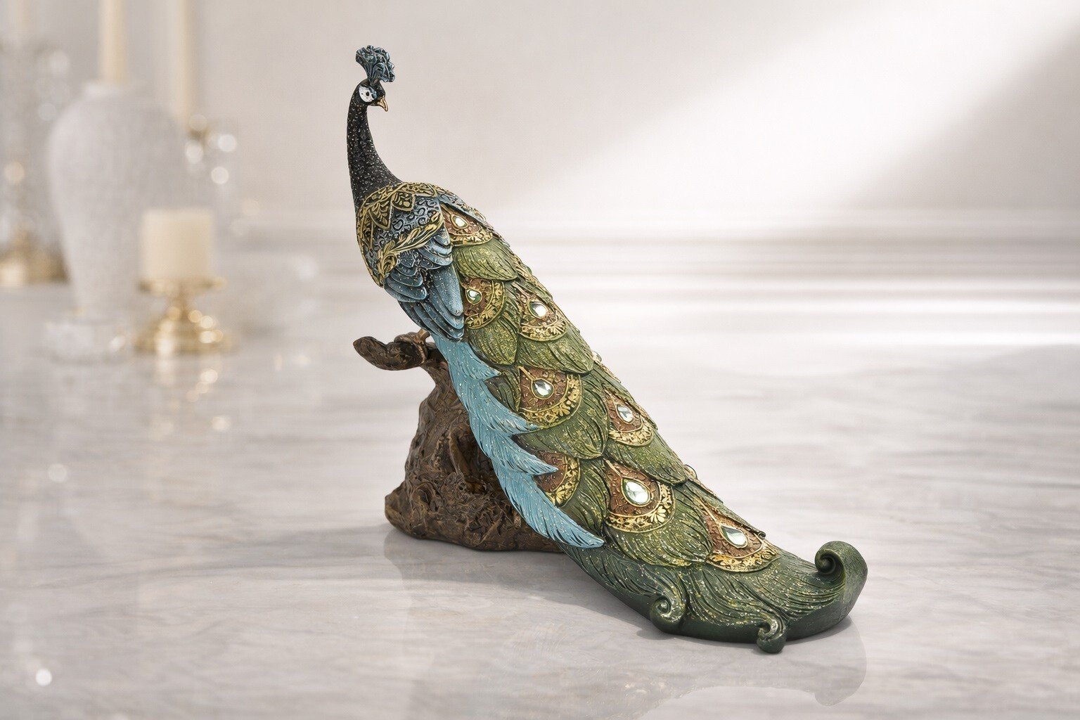 Figurka dekoracyjna Paw zielony 164731