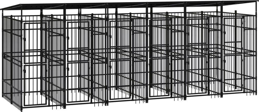vidaXL vidaXL Kojec zewnętrzny dla psów, z zadaszeniem, stalowy, 11,06 m
