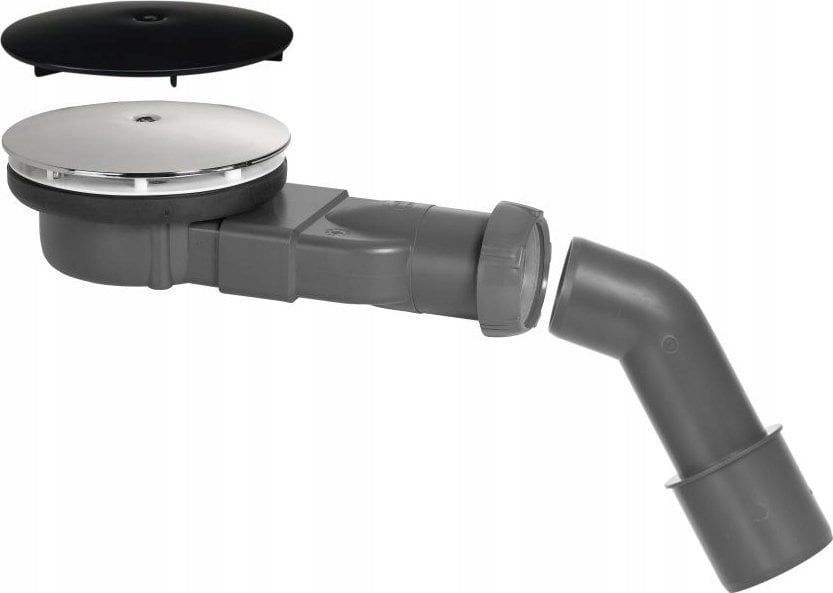 Syfon Tycner Odpływ brodzikowy slim fi 90 z dwoma grzybkami chrom i czarny