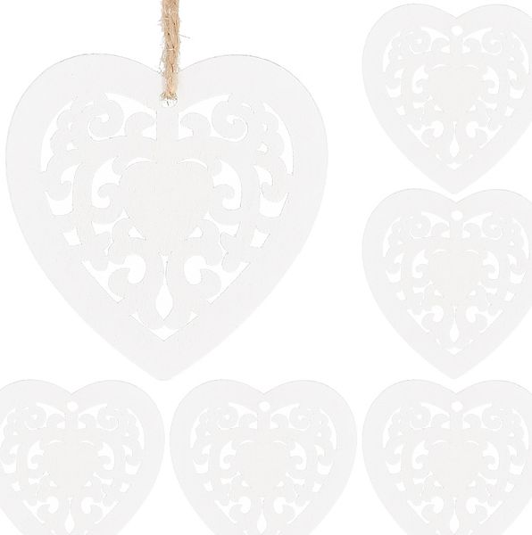 Springos Zawieszka choinkowa 7cm drewniana, ozdoby świąteczne serca zestaw 6 szt. UNIWERSALNY