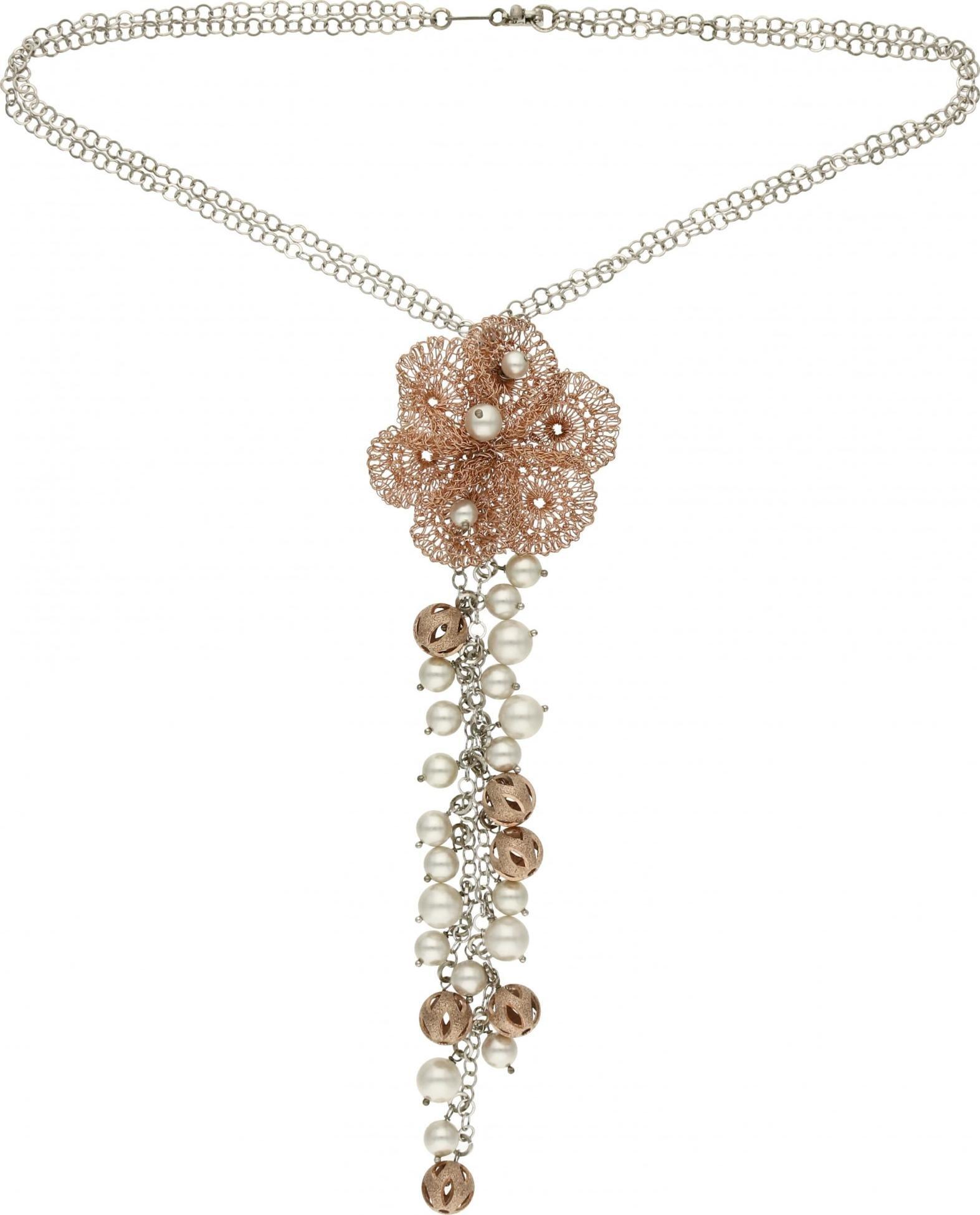 Rosanto Oryginalny srebrny naszyjnik z perłami 50 cm 925