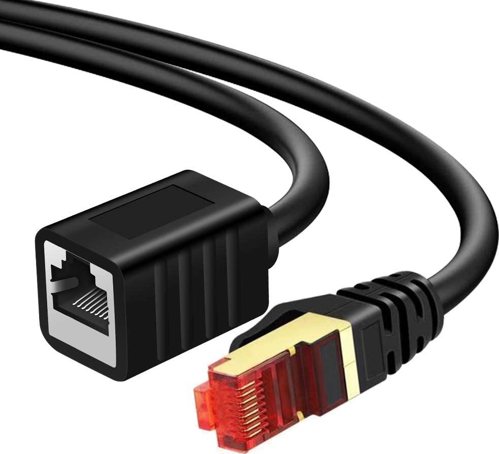 Spacetronik Kabel LAN przedłużacz CAT7 czarny 0,5m 10Gbps/s internetowe złącze RJ45