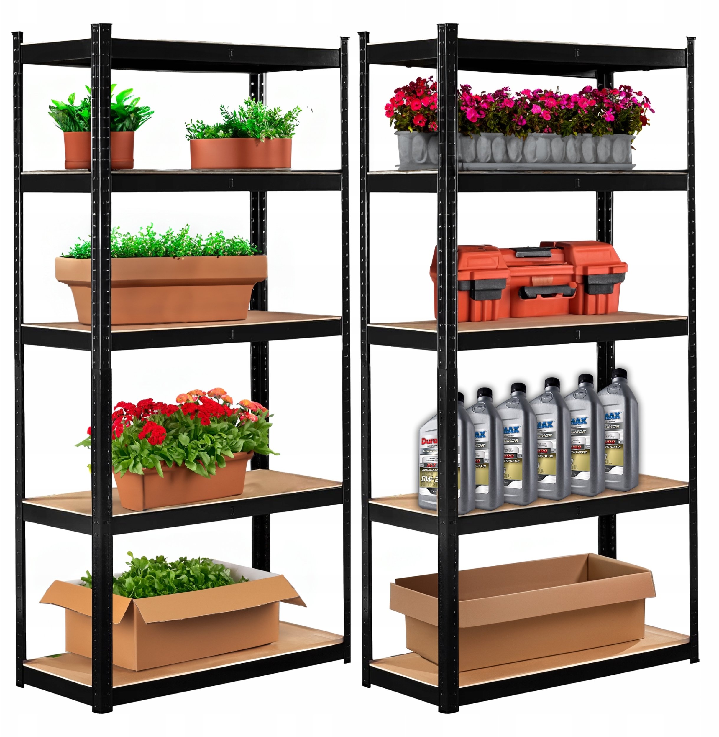 Hitbaits 2x REGAŁ METALOWY CZARNY 180x90x40CM