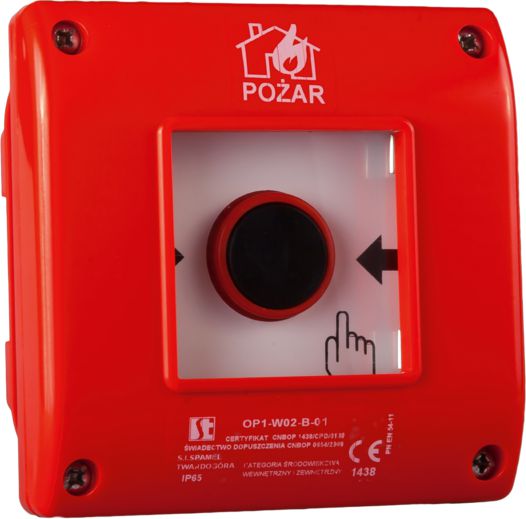 Spamel Przycisk ppoż. natynkowy 1Z 1R czerwony (OP1-W01-B11)
