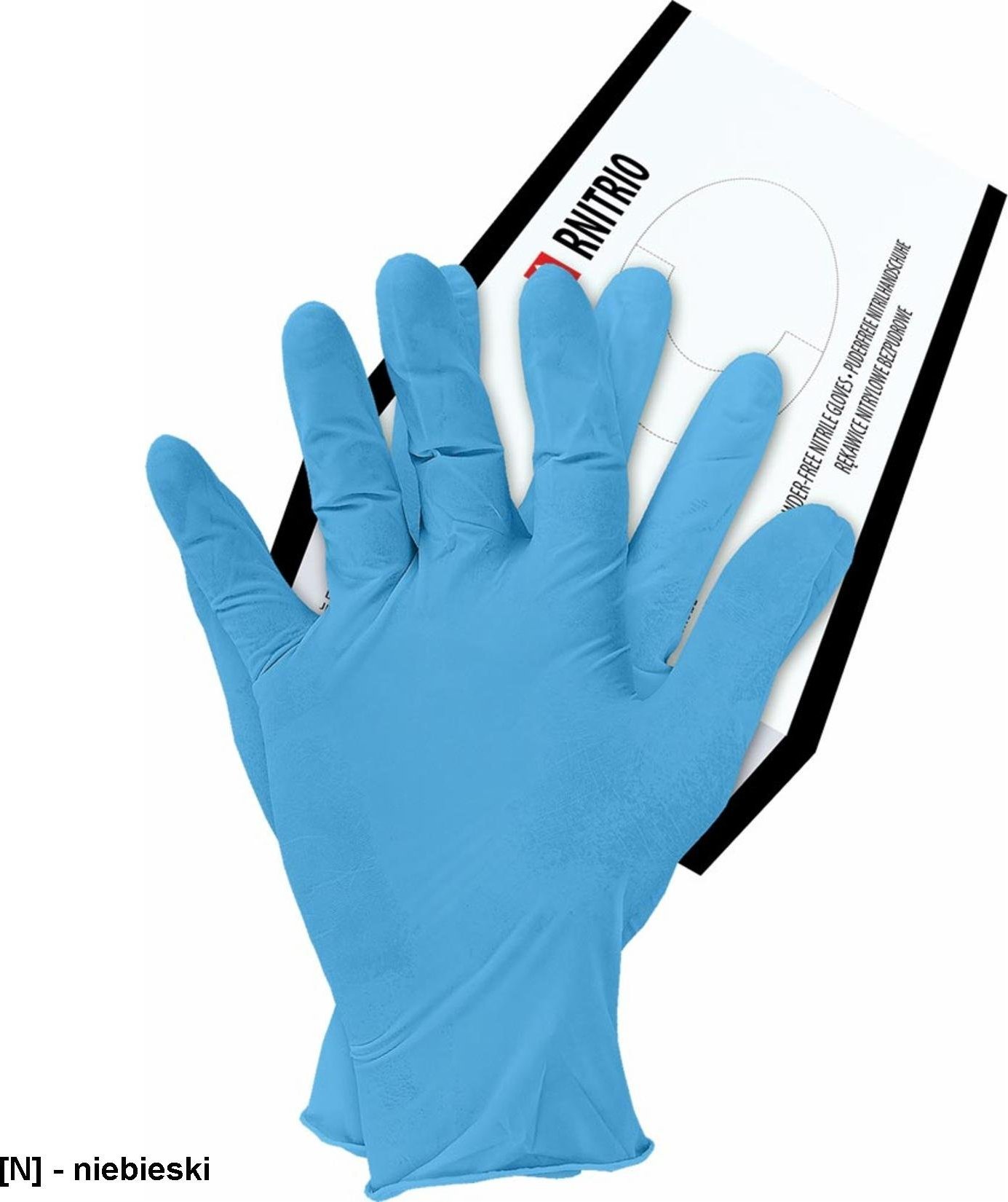 R.E.I.S. RNITRIO Rękawice ochronne nitrylowe niebieskie bez pudrowe M