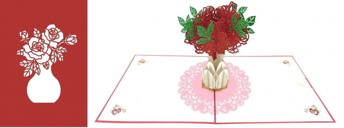 Karnet 12x18 cm + koperta POP-UP Róże