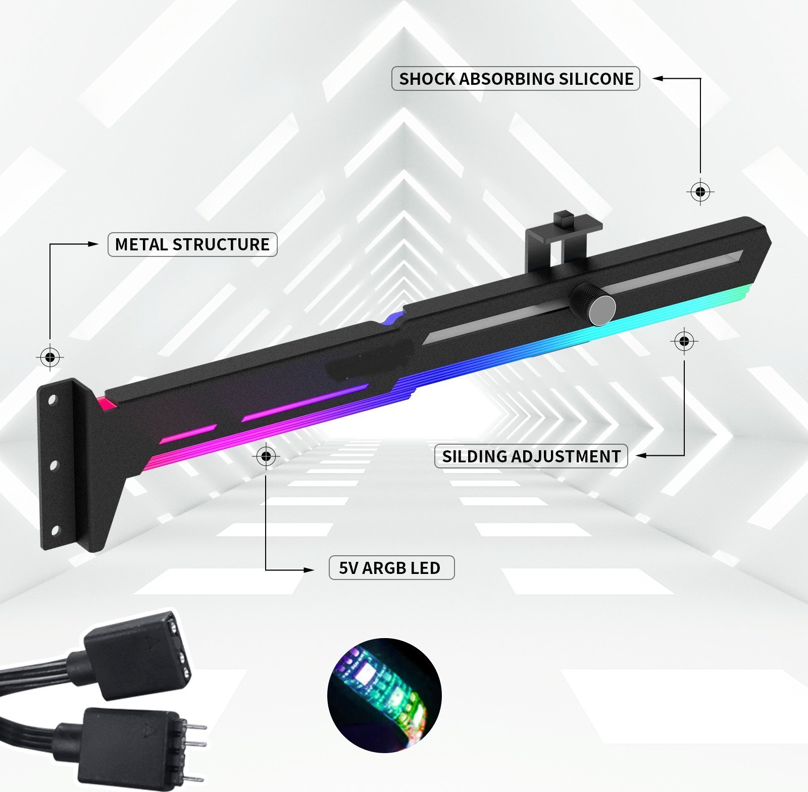 1stCOOL 1stCool Podpěra GPU Kovový držák ARGB, černá