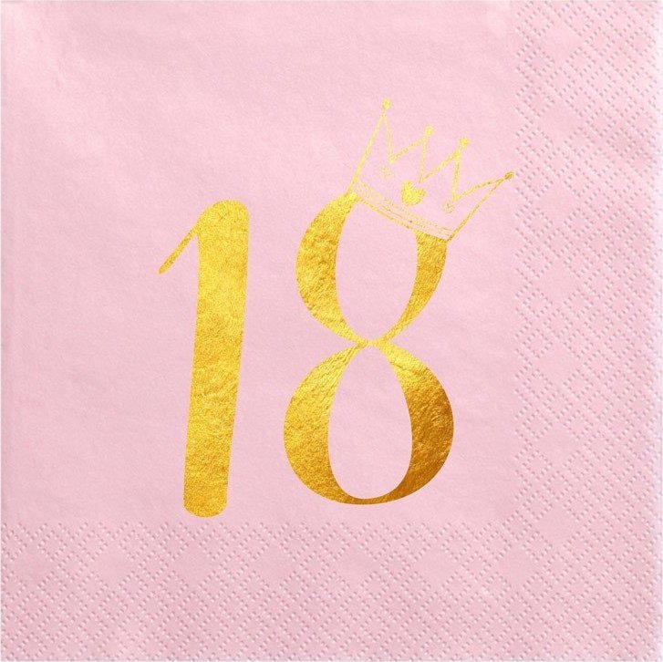 SERWETKI na 18 jasnoróżowe Z Koroną 33x33cm 20szt BŁYSK