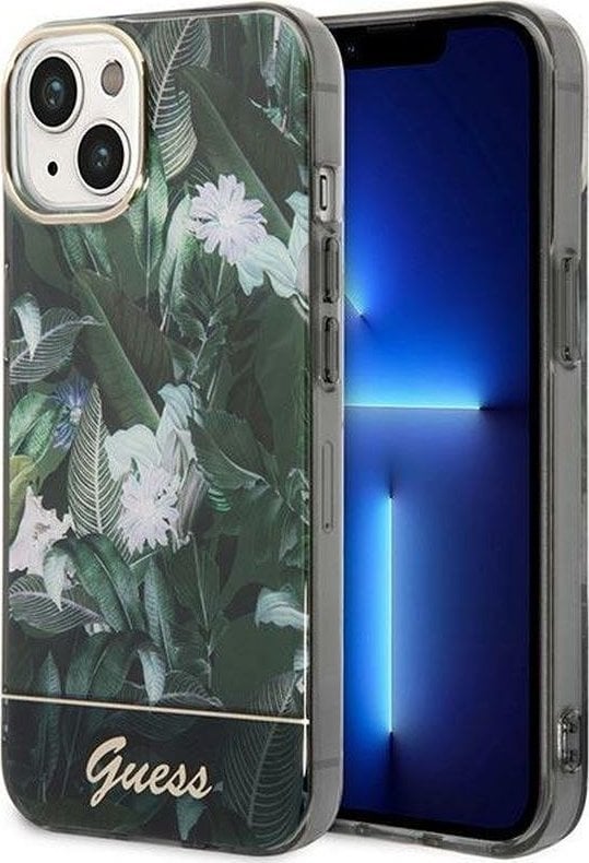 Guess Etui Guess Jungle Collection HardCase do iPhone 14 Plus zielone