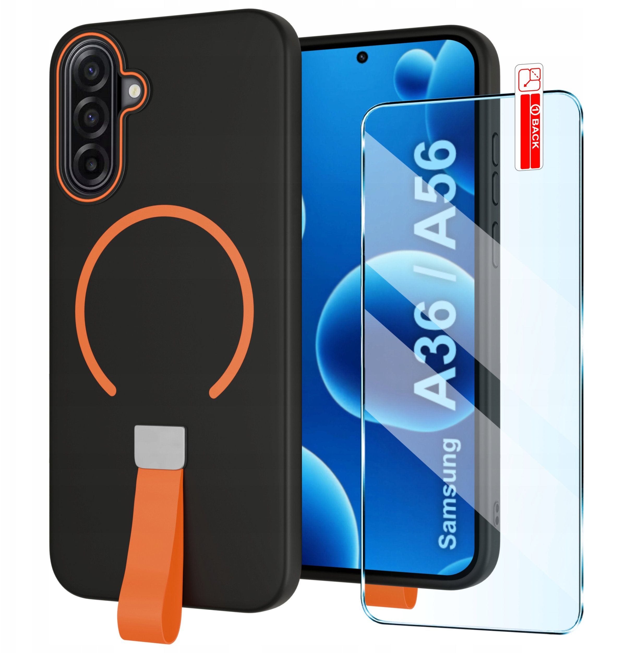 Etui z Paskiem na palec Matowe do Samsung A36 5G| A56 5G |do MagSafe +Szkło