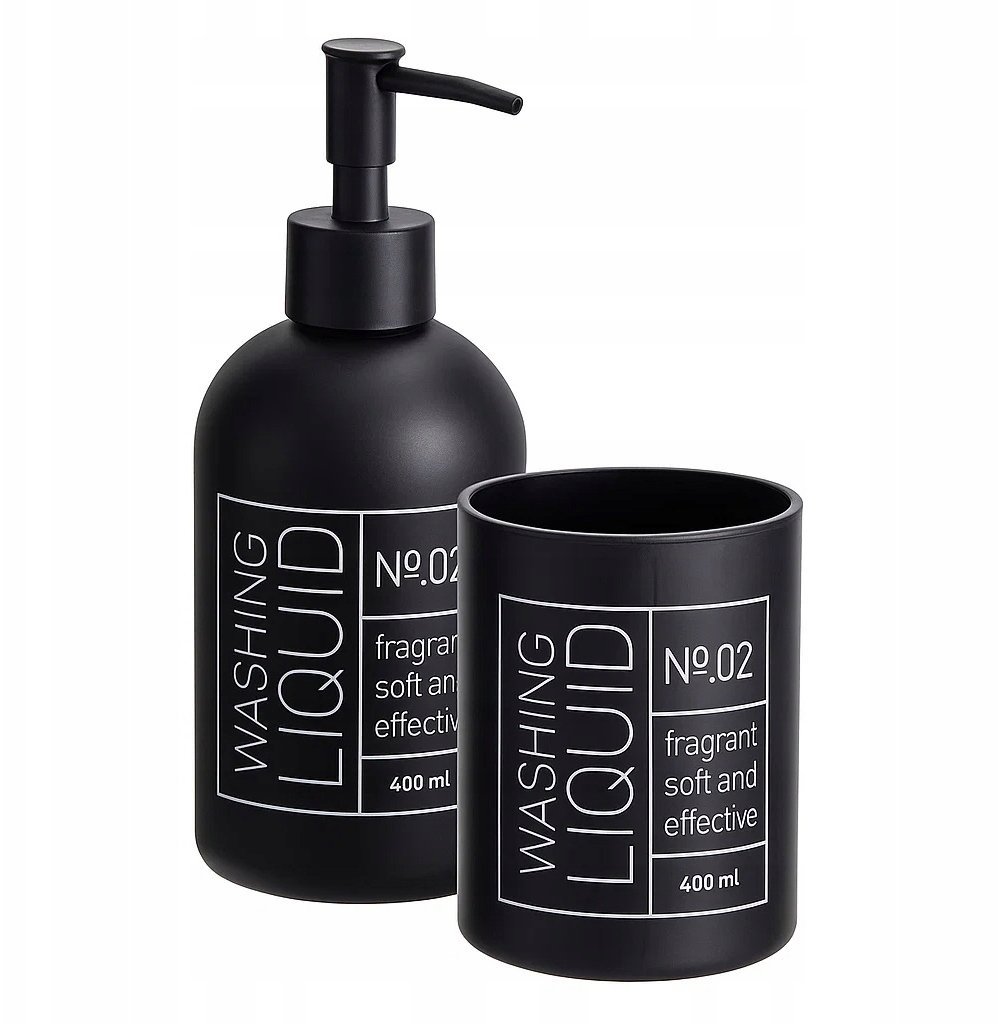 Szklany dozownik do mydła i kubek na szczoteczki ONYX