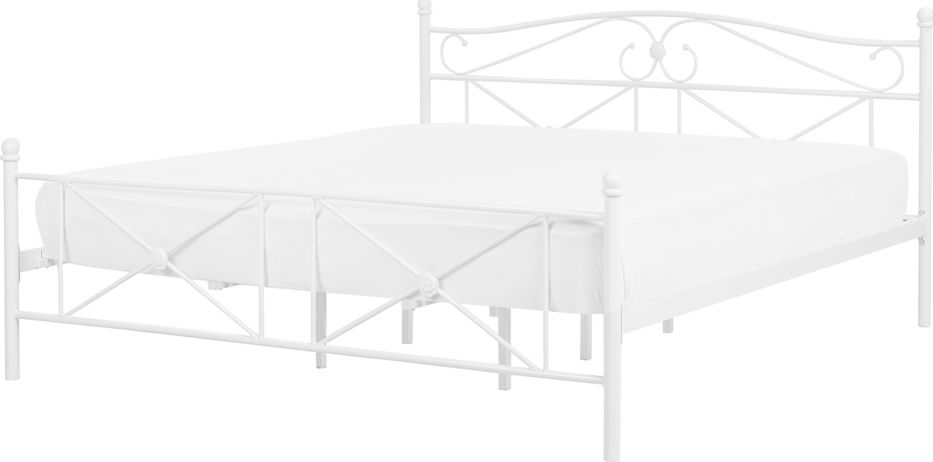 Beliani Łóżko metalowe 180 x 200 cm białe RODEZ