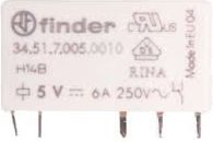 Finder Wąski przekaźnik elektromagnetyczny 1P 6A 5V DC do płytki drukowanej (34.51.7.005.0010)