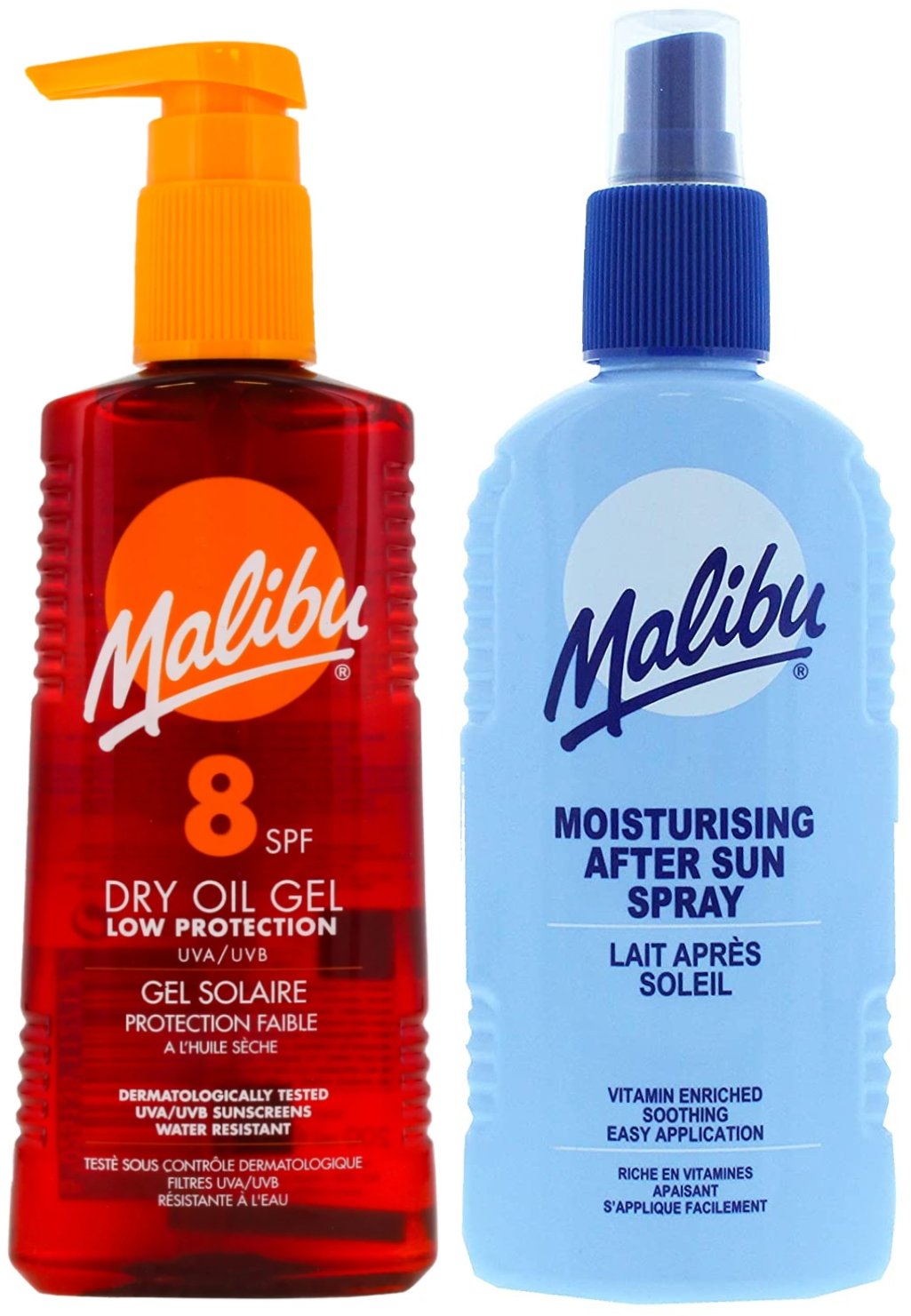 Malibu SPF8 Żel Brązujący Do Opalania 200ml + Balsam W Sprayu Po Opalaniu 200ml
