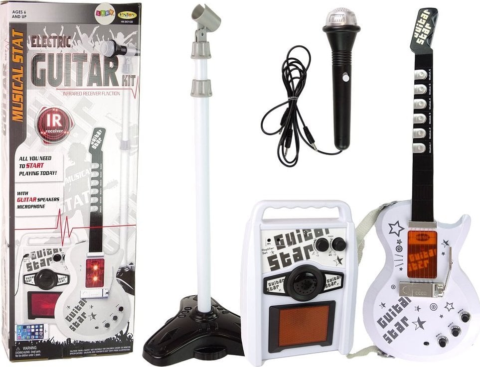 LeanToys Zestaw Gitara Elektryczna z Mikrofonem Na Baterie LEAN Toys