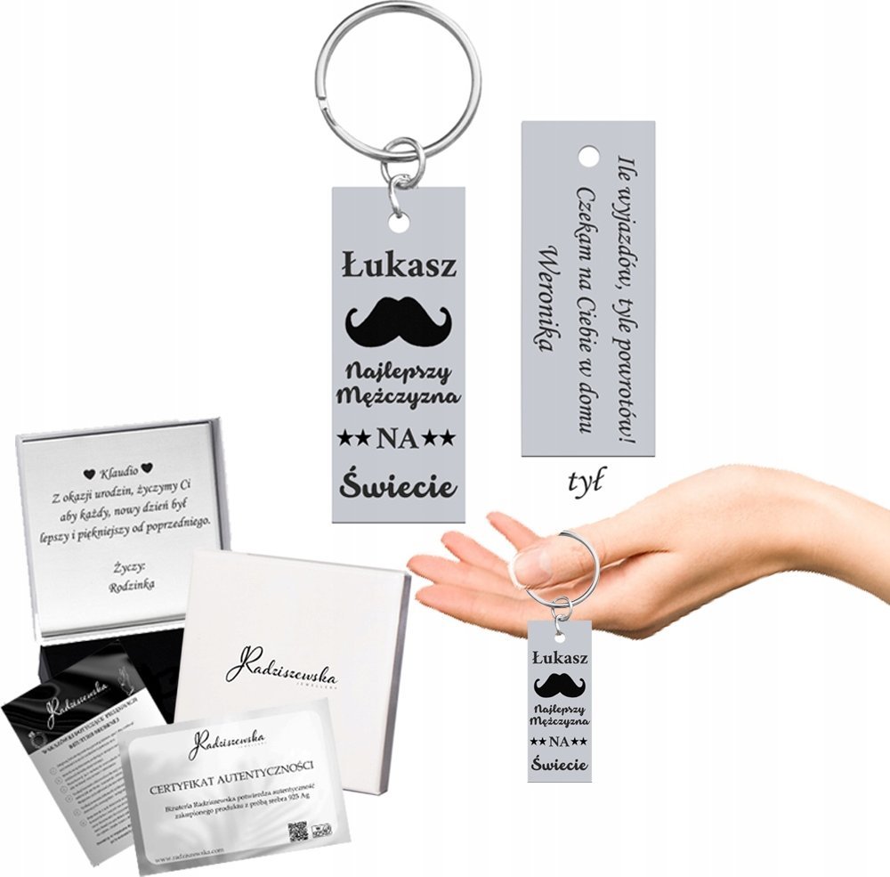 Radziszewska Jewellery Brelok do Kluczy Najlepszy Mężczyzna na Świecie Prezent GRAWER GRATIS