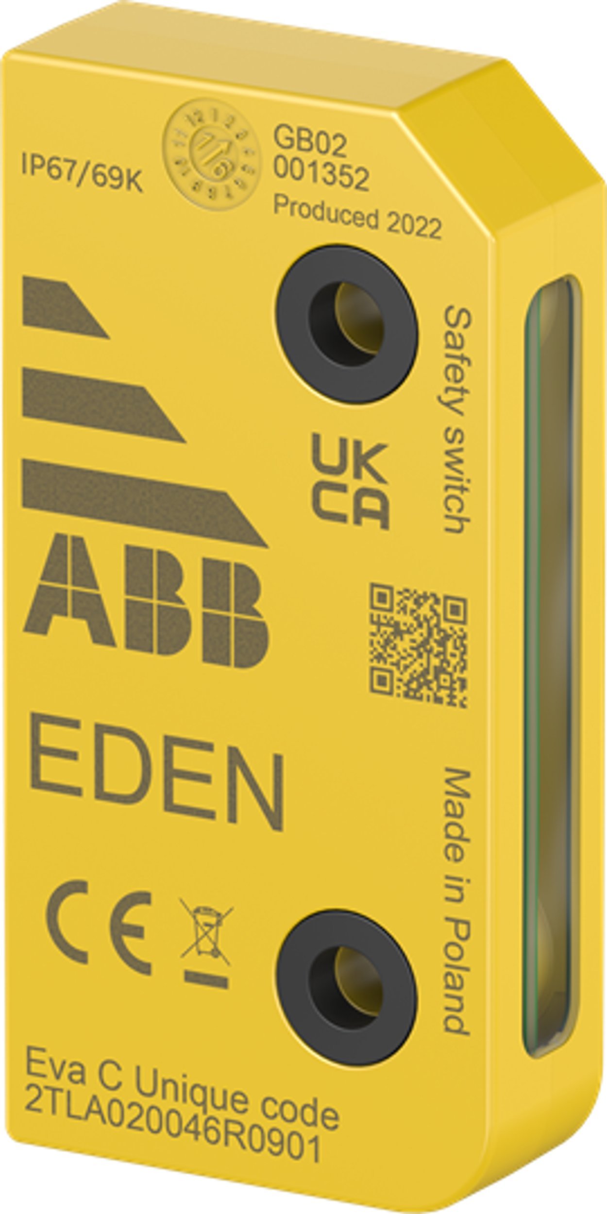 Eva C czujnik o kodzie unikalnym DYN/OSSD agresywne środowisko pracy wymaga powiązania z czujnikiem Adam 2TLA020046R0901