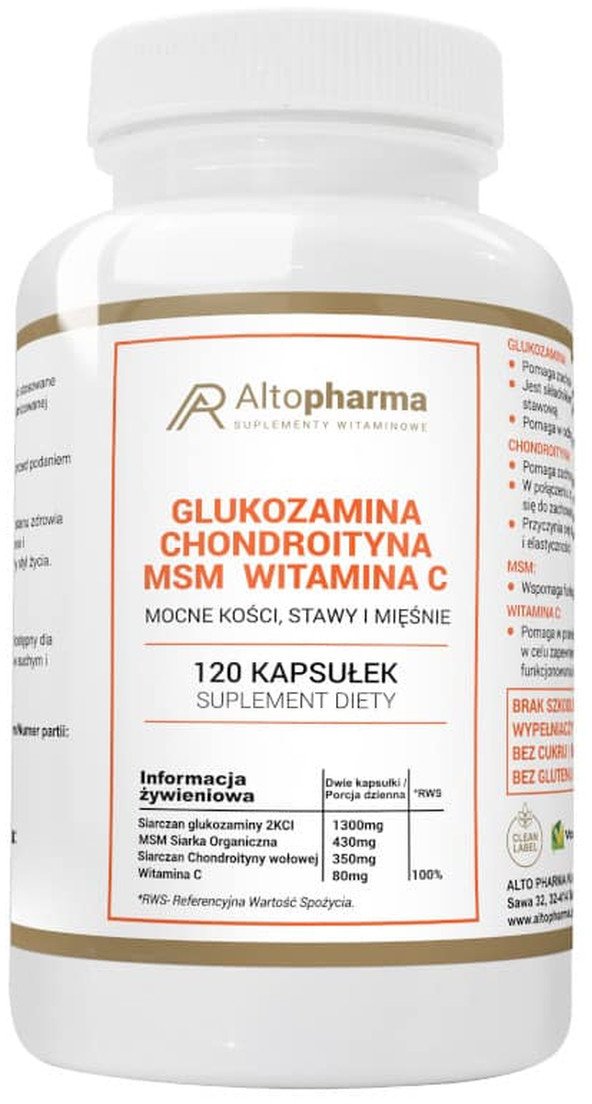 ALTOPHARMA_Glukozamina + Chondroityna + MSM + Witamina C suplement diety 120 kapsułek