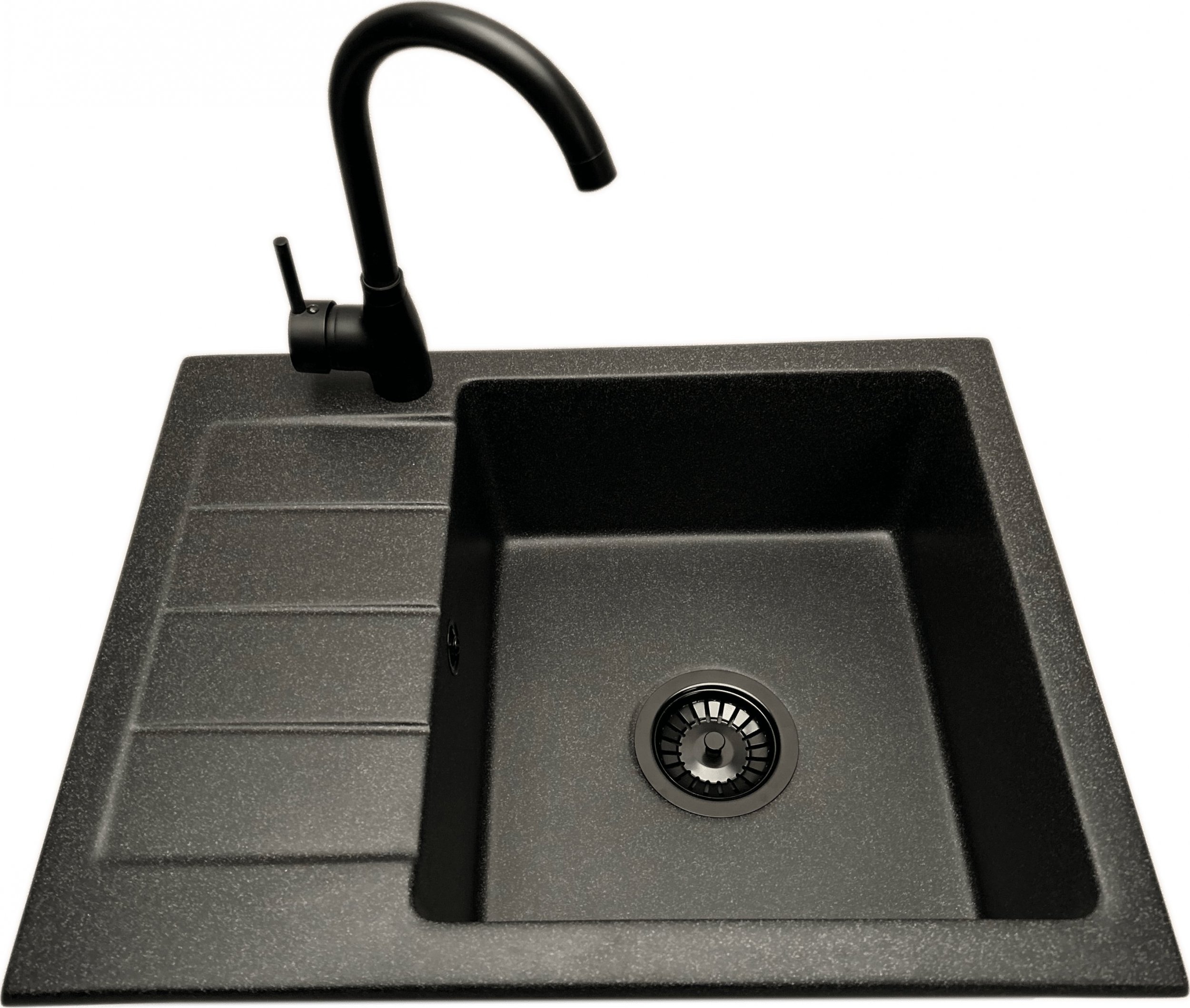 Zlewozmywak PREHNIT Zlewozmywak jednokomorowy z ociekaczem ADAL grafit z lewym ociekaczem + bateria LUNA