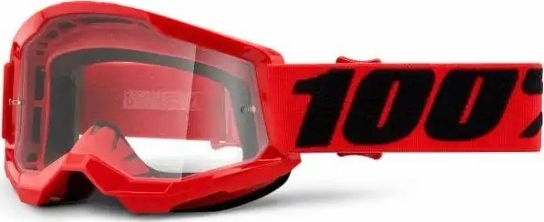 100% Gogle 100% STRATA 2 JUNIOR RED (Szyba Przezroczysta Anti-Fog, LT 88%-92%) (NEW)