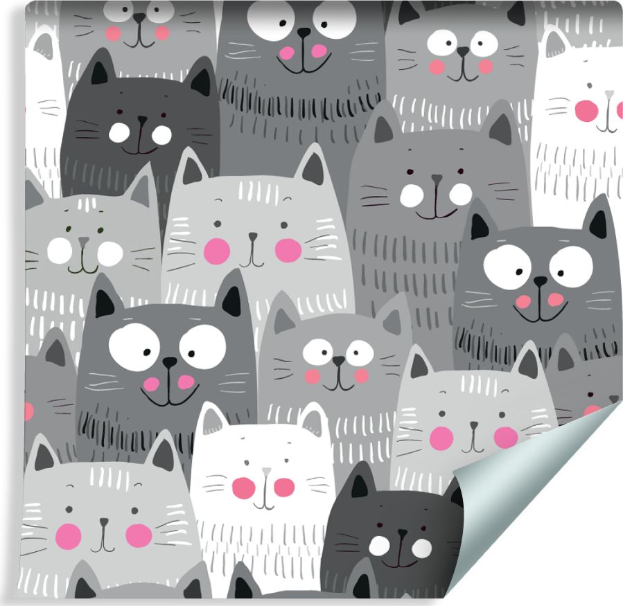 Muralo Tapeta Dla Dzieci - Uśmiechnięte Kotki