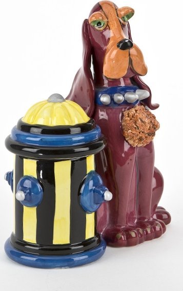 Witek Home Pojemnik ceramiczny Pies czerwony przy hydrancie
