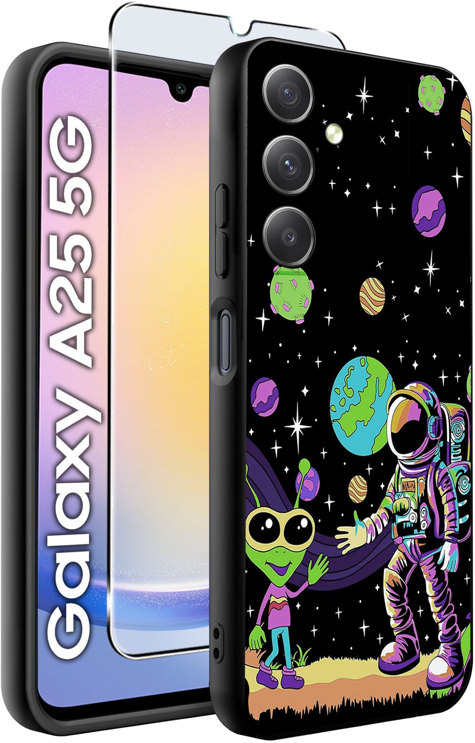 ETUI do Samsung A25 5G WZORY | SILIKONOWE MATT CASE + SZKŁO HARTOWANE 9H