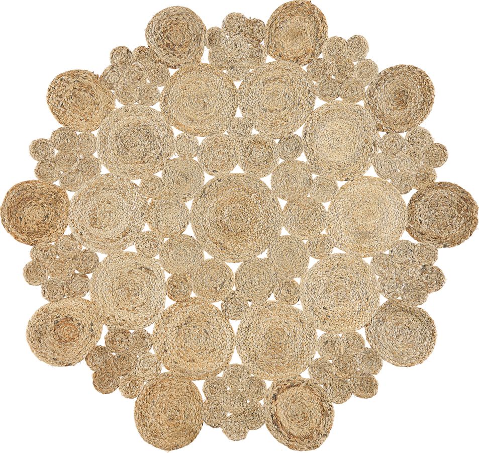 Beliani Dywan okrągły z juty 135 cm beżowy GERDEK