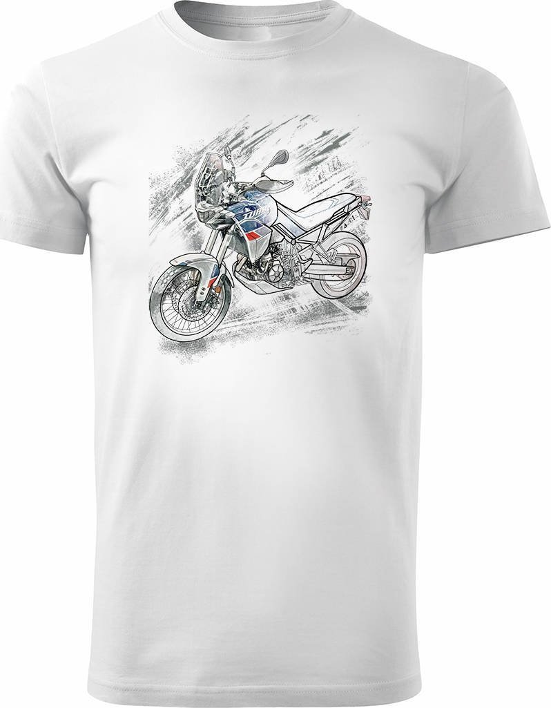 Topslang Koszulka motocyklowa z motocyklem na motor Aprilla Tuareg 660 męska biała XL
